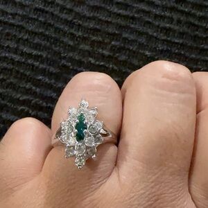 Elegant Silver and Green Gemstone Ring